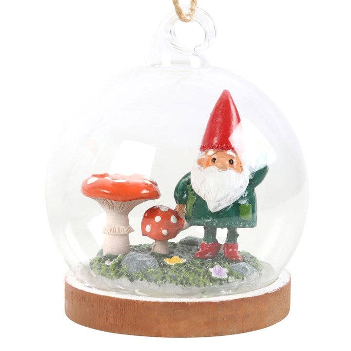 Something Different Wholesale - Wholesale Ornament - Gnome Glass Dome Hanging Decoration2