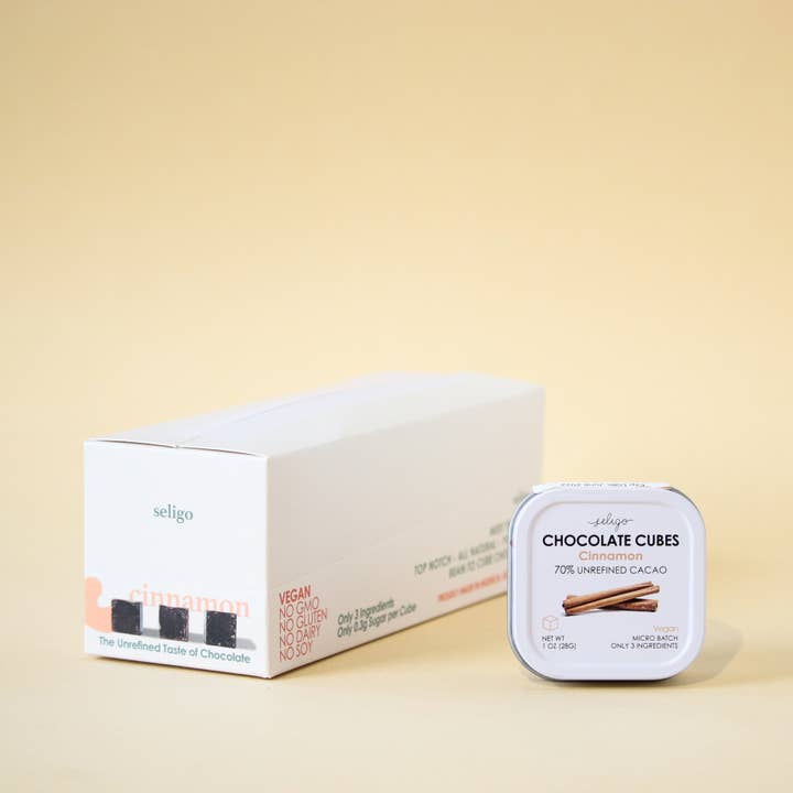 Seligo - Wholesale Chocolate Bar - 70% Unrefined Dark Chocolate Cubes Cinnamon