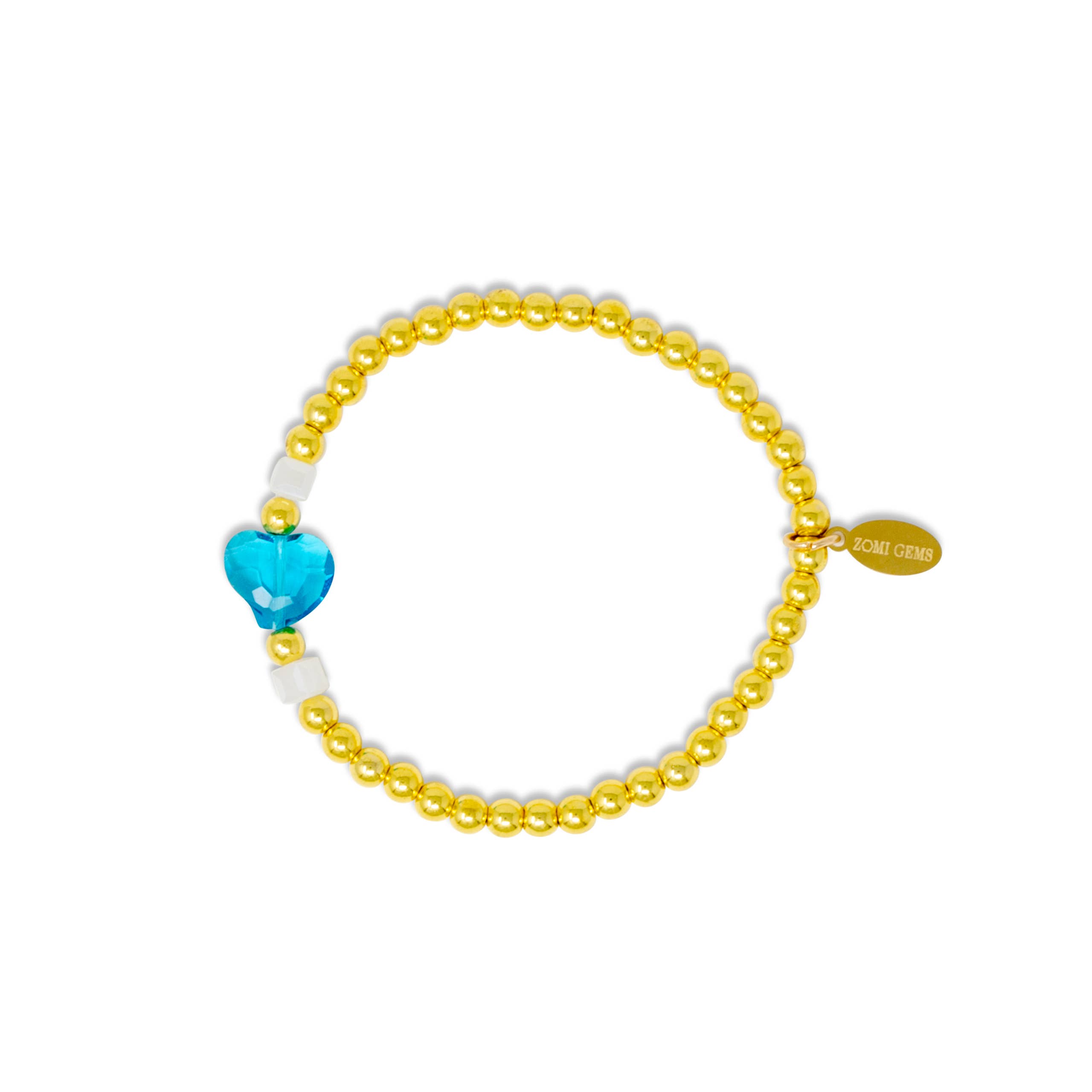 Tiny Treats and ZOMI GEMS - Wholesale Beaded Bracelet - Kids - Stretchy Gold Bead Heart Birthstone Bracelets for Kids14