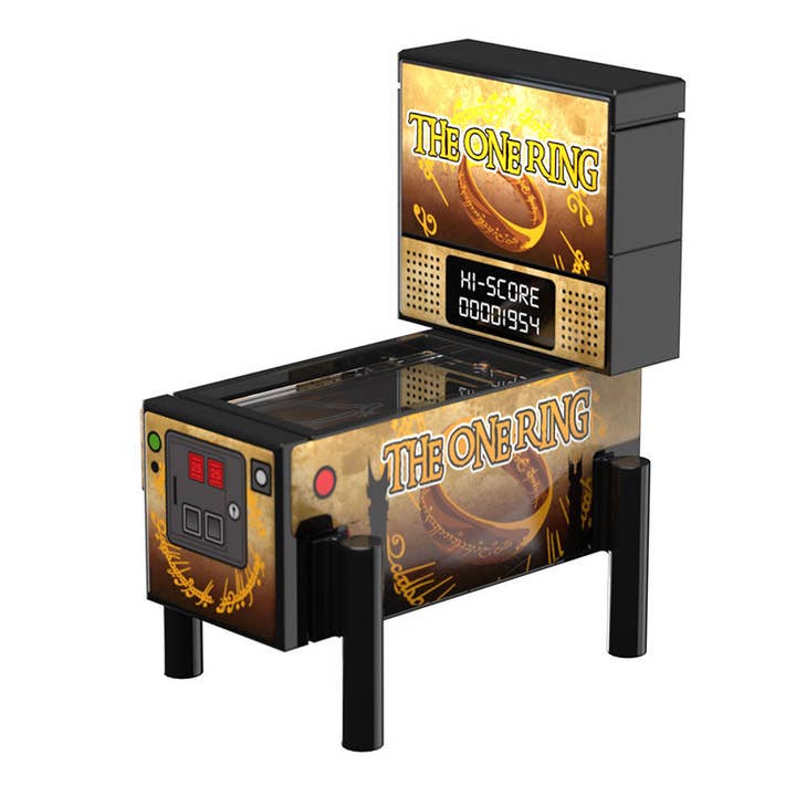 The One Ring, LOTR Pinball Arcade Machine Building Set made using LEGO parts for wholesale by B3 Customs