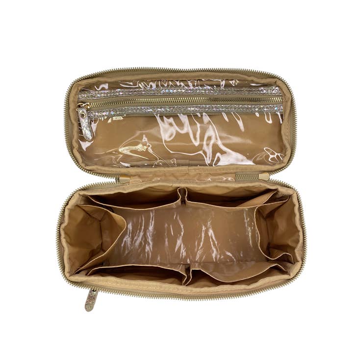 PurseN (new) - Wholesale Toiletry Bag - Women's - Classic Train Case - Glimmer Leopard3