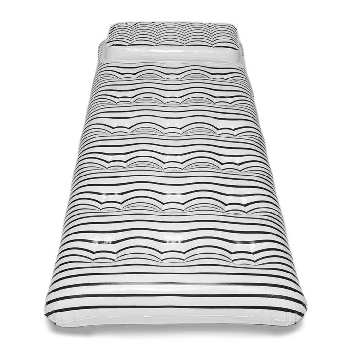 Black White Stripe Lounger Pool Float for wholesale on Faire1