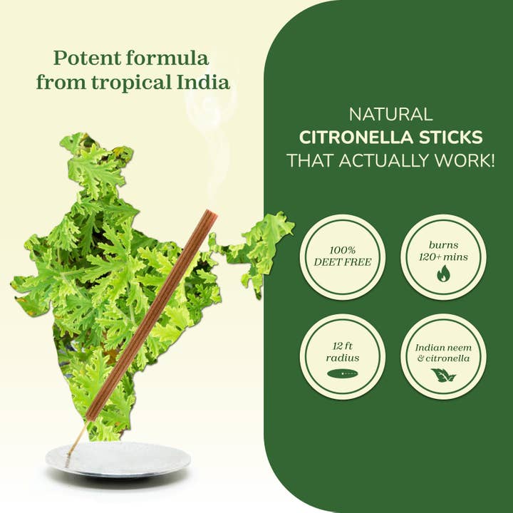 Calmveda Incense & Aromatherapy - Wholesale Insect Repellent - Natural Citronella Mosquito Repellent - 18 Incense Sticks