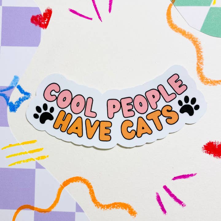 Adesivo in vinile «Cool People Have Cats» per la vendita all'ingrosso da parte di Get Stoked