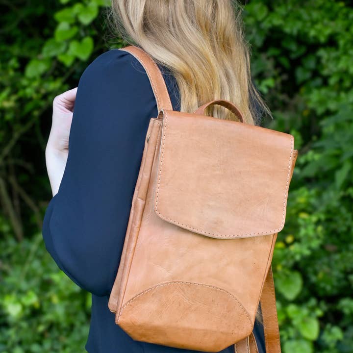 Jubilee Trading Co. | Ethical Trade Decor + Accessories - Wholesale Backpack - Women's - Rosa Backpack - Leather Backpack Purse1