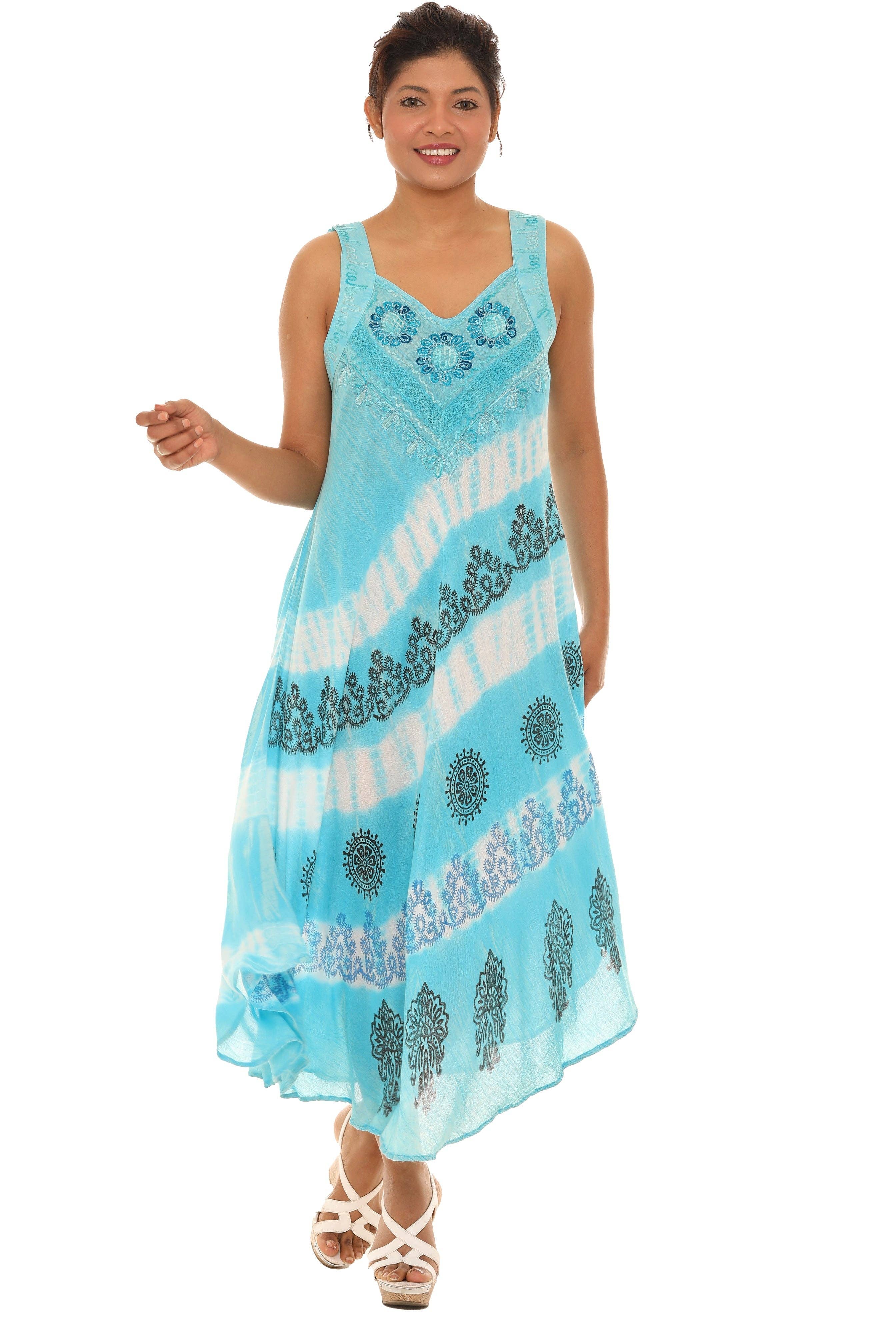 Shoreline Wear. INC - Vendita all'ingrosso Vestito - Donna - Prendisole lungo senza maniche tie-dye a righe diagonali12