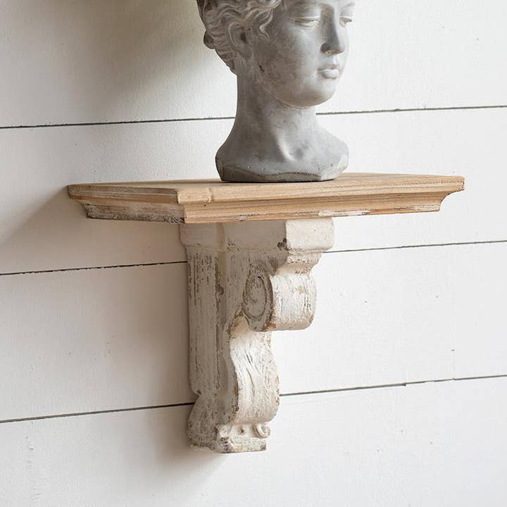 A&B Home Group Inc. - Wholesale Wall Mounted Shelf - 14x9x11.5" Distressed Wooden Wall Shelf w/ Corbel Design0