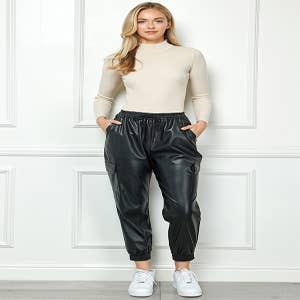 Leather cargo jogger