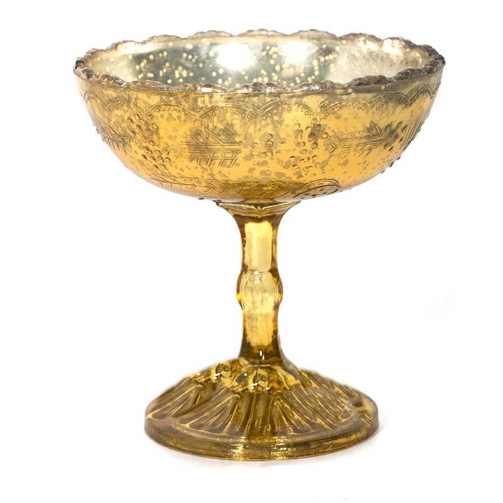 Gold Mercury Glas-Sockel-Schale (6"x6") für den Großhandel von S.N.K. Home Decor