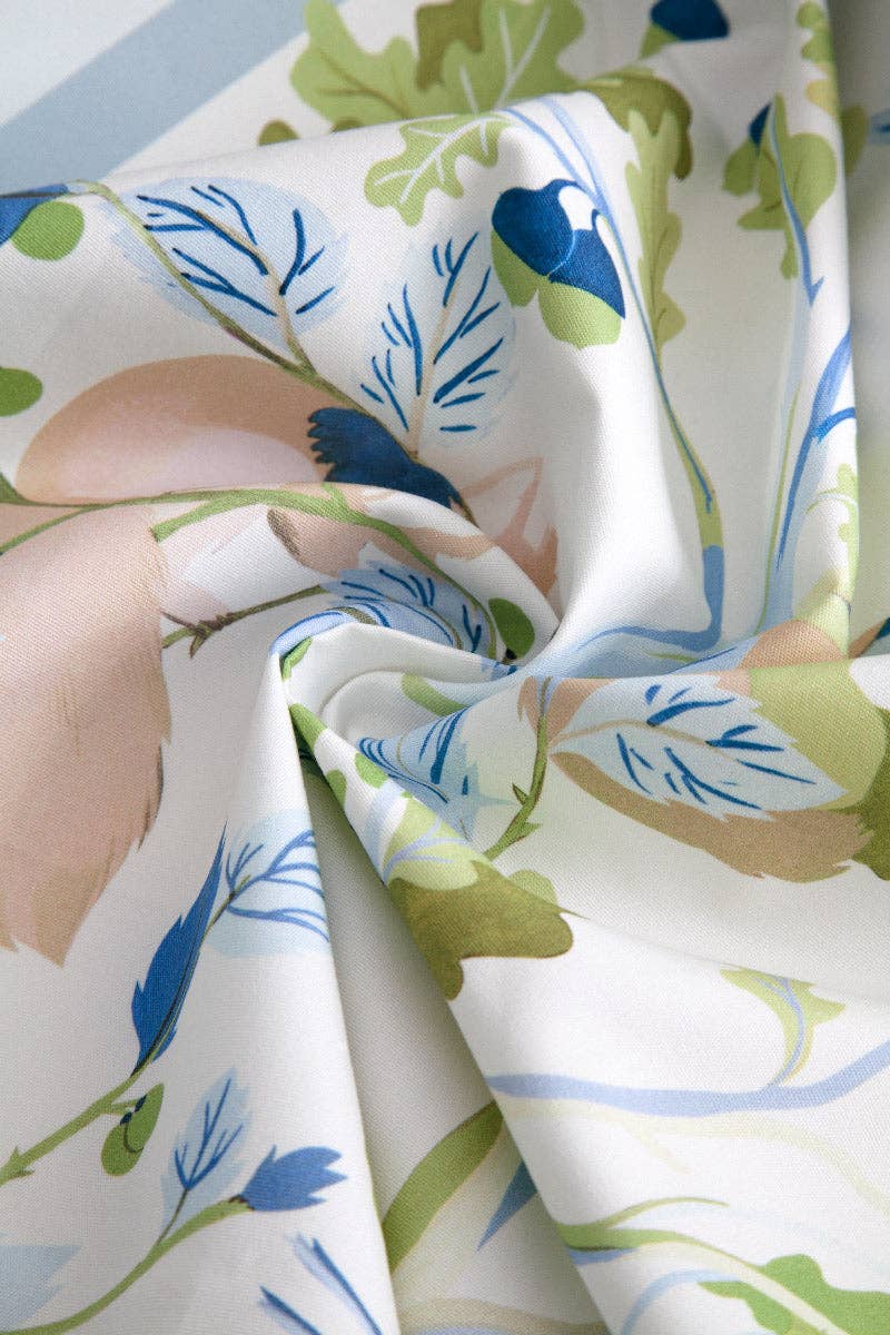 Little Cabari - Vente Rideaux - Tissu CASSE-NOISETTE coloris Bleu et Vert1