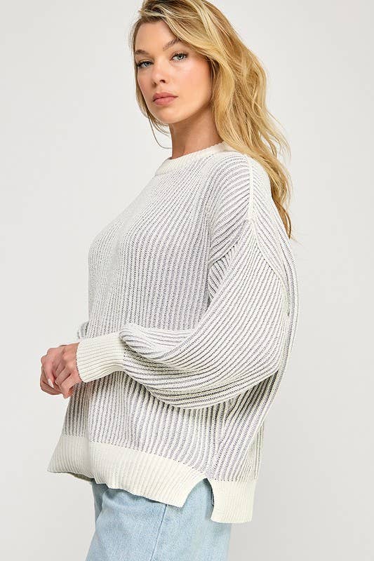 Miss Love - Wholesale Knit Sweater - Women's - Super Soft Strip Sweater3