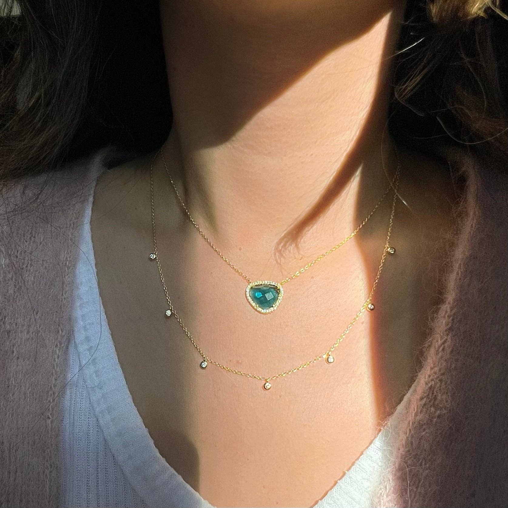 Kamaria Jewelry - Wholesale Pendant/Charm Necklace - Marina Lab Created Gemstone Necklace With Crystals8