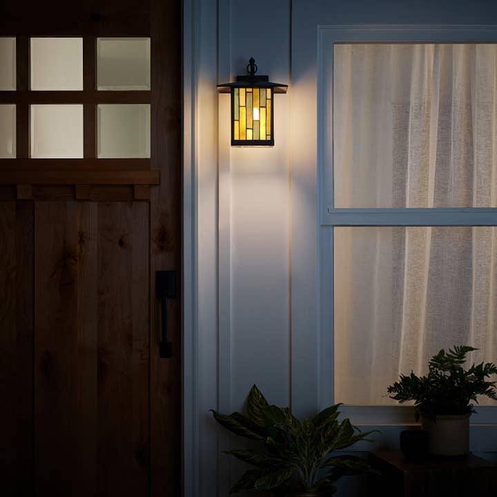 River of Goods - Wholesale Outdoor/Lawn Light - 11.75"H Amber & Gray 1-Light Outdoor Lantern Wall Sconce4