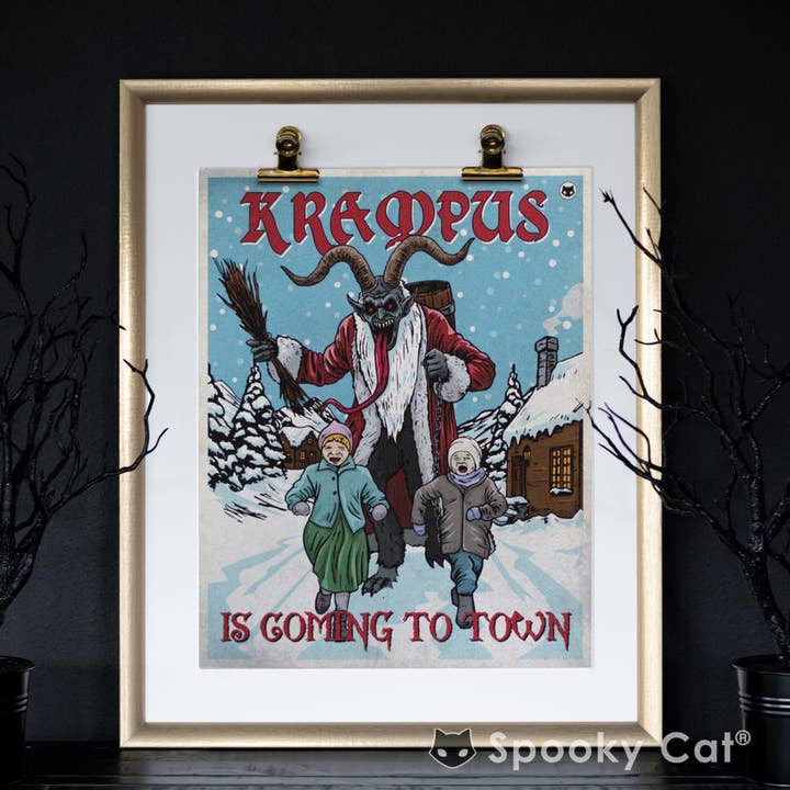 Impression artistique Krampus Run pour la vente par Spooky Cat Press