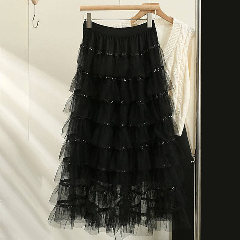 safistyle - Wholesale Skirt - Women's - Layered Ruffle Tulle Midi Skirt7