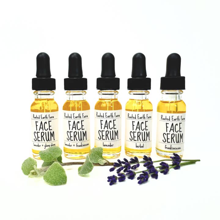 Rooted Earth Farm + Apothecary - Vente Concentré/sérum pour le visage - Sérum pour le visage aux herbes, 1/2 oz, 5 options de parfum