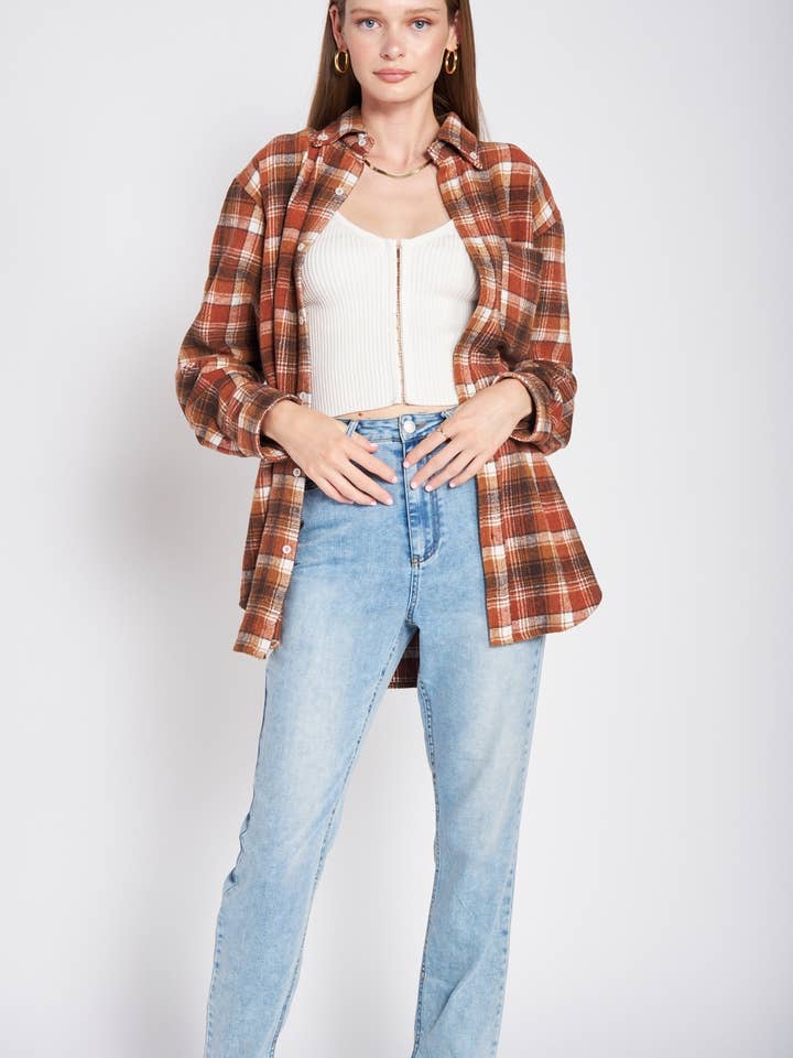 CHEMISE OVERSIZE EN FLANELLE AVEC POCHE pour la vente par Emory Park