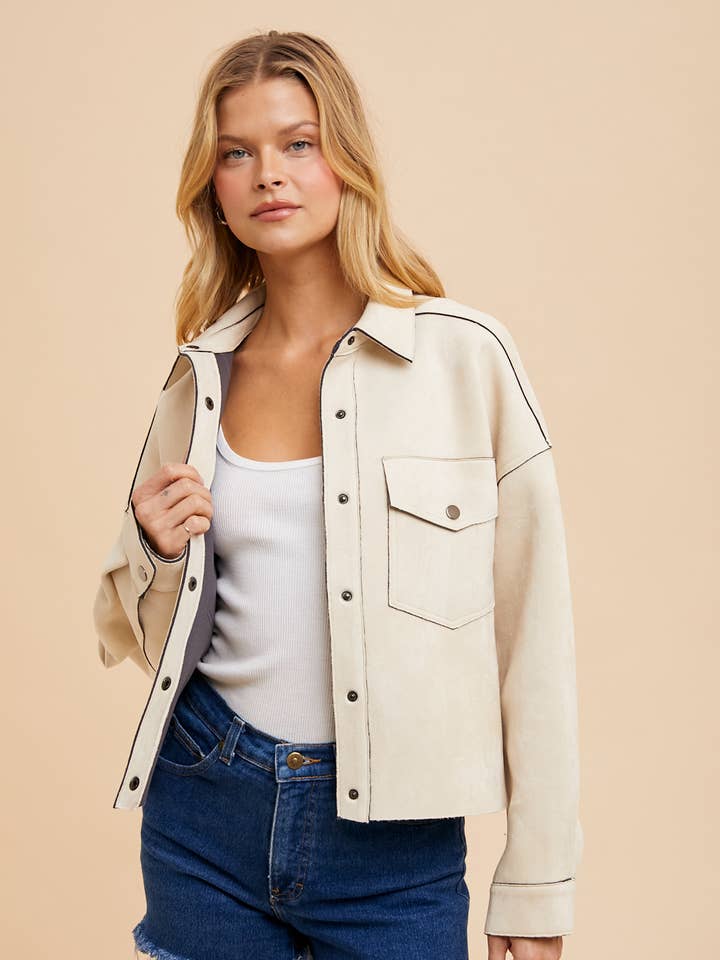 SLIGHT CROPPED SUEDE JACKET for wholesale by In Loom