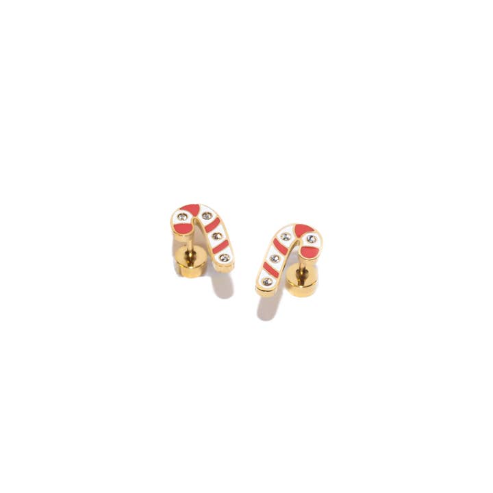 Candy Cane Enamel Screwbacks for wholesale by Adorn512