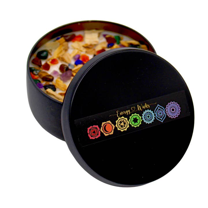7 STONE CHAKRA CRYSTAL CANDLE for wholesale by Energy Wicks
