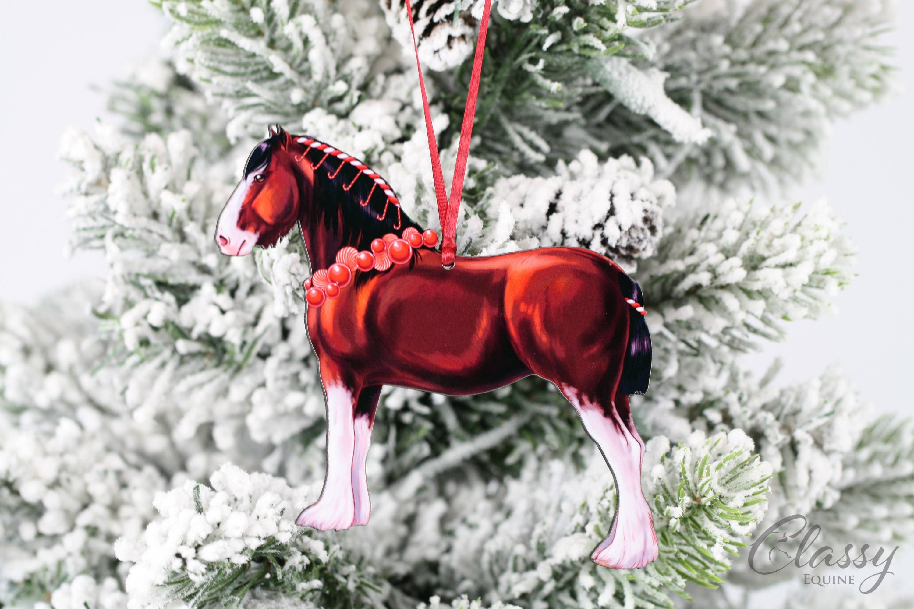 Classy Equine - Wholesale Ornament - Bay Clydesdale Horse Ornament2