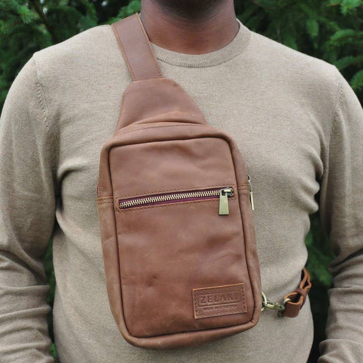 Zelaki Leather Company - Vente Sac à bandoulière – unisexe - Sac à bandoulière Addis/Écharpe à bandoulière unisexe/Sac à dos à bandoulière3