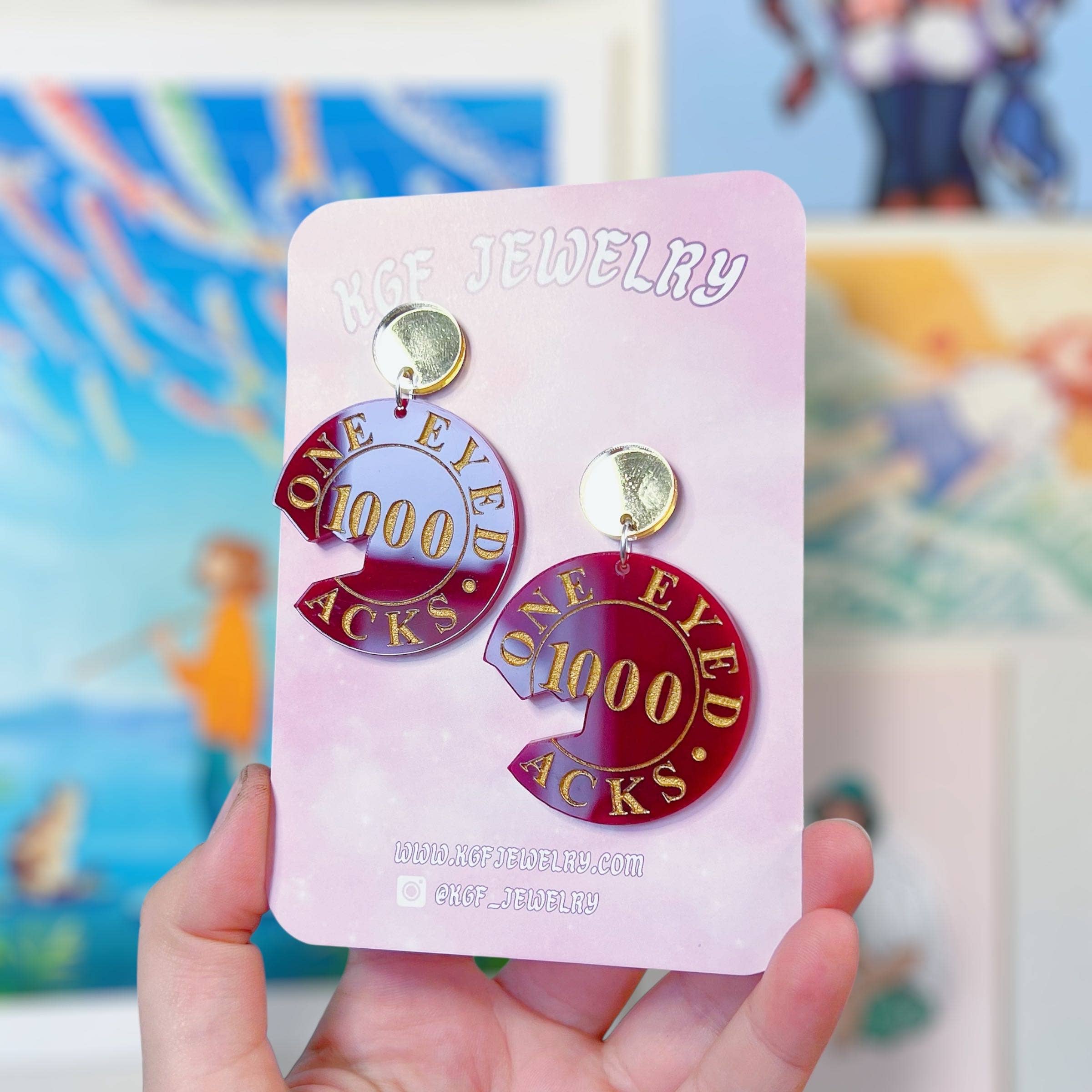 KGF Studios - Venta al por mayor Pendientes colgantes - Pendientes y llaveros de acrílico hechos a mano de One Eyed Jacks Coin1