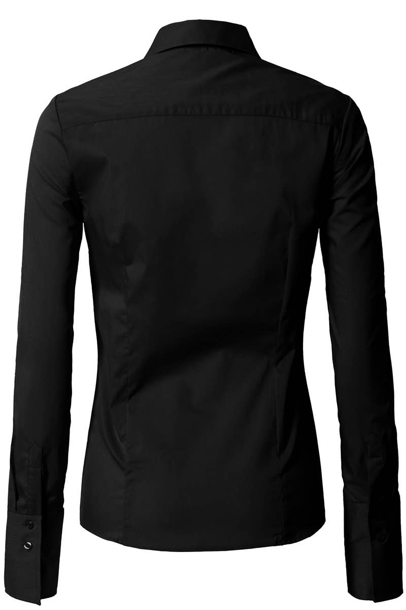 NINEXIS - Vente Chemise à col boutonné – femme - CWTDSL028_Chemises à col boutonné à manches longues5