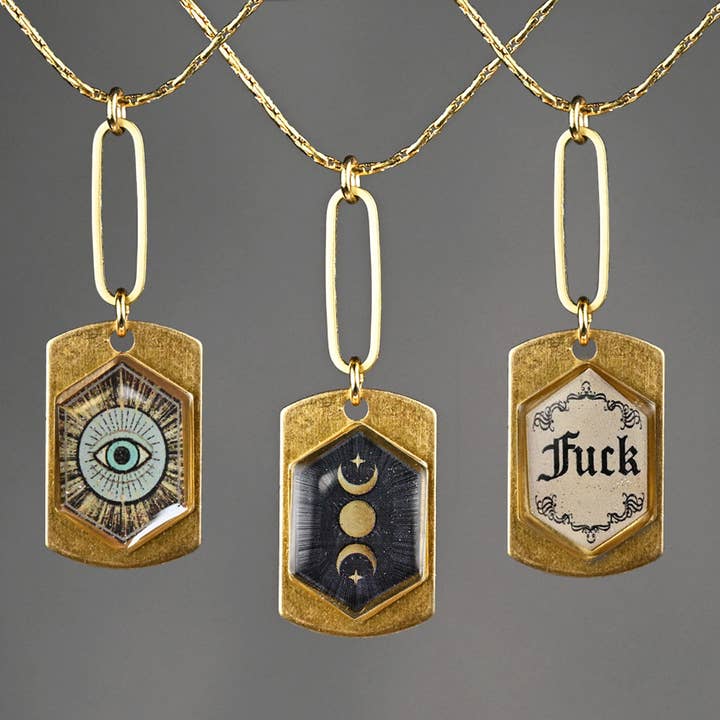 Rectangle Picture Hexagon Necklace (Choose Image) for wholesale by KBD Studio