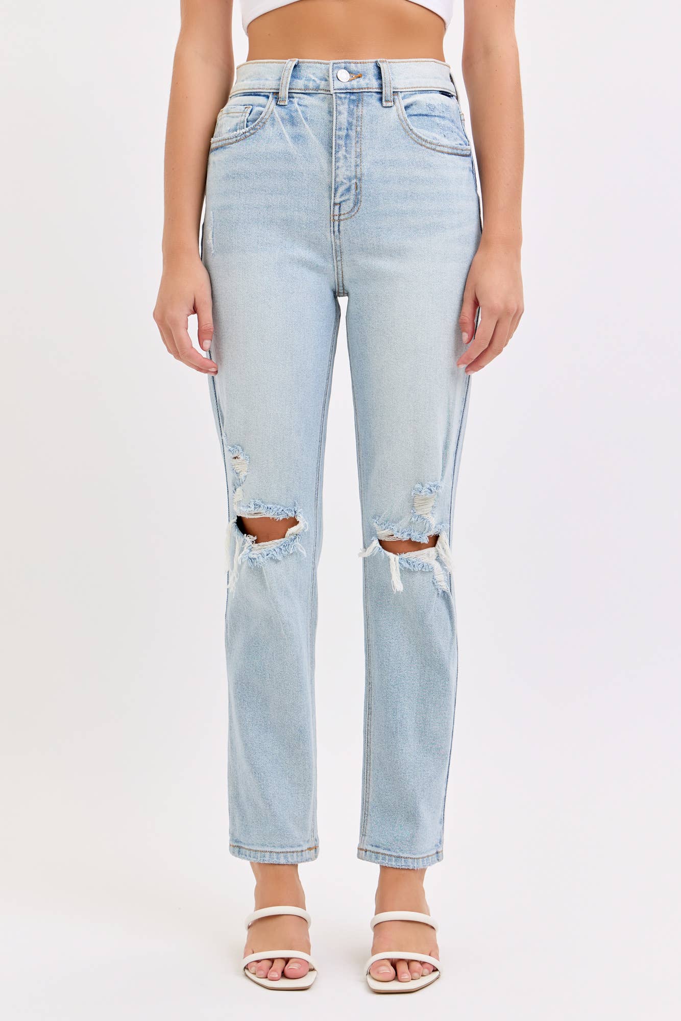 Cello Jeans - Wholesale Jeans - Women's - Distressed High Rise Straight Denim jean [WV18628S-LTD]3