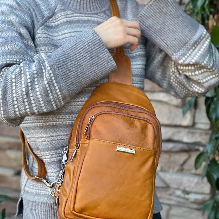 Roma Leathers, Inc. - Vente Sac à bandoulière – unisexe - Sac bandoulière en cuir de vachette huilé.8