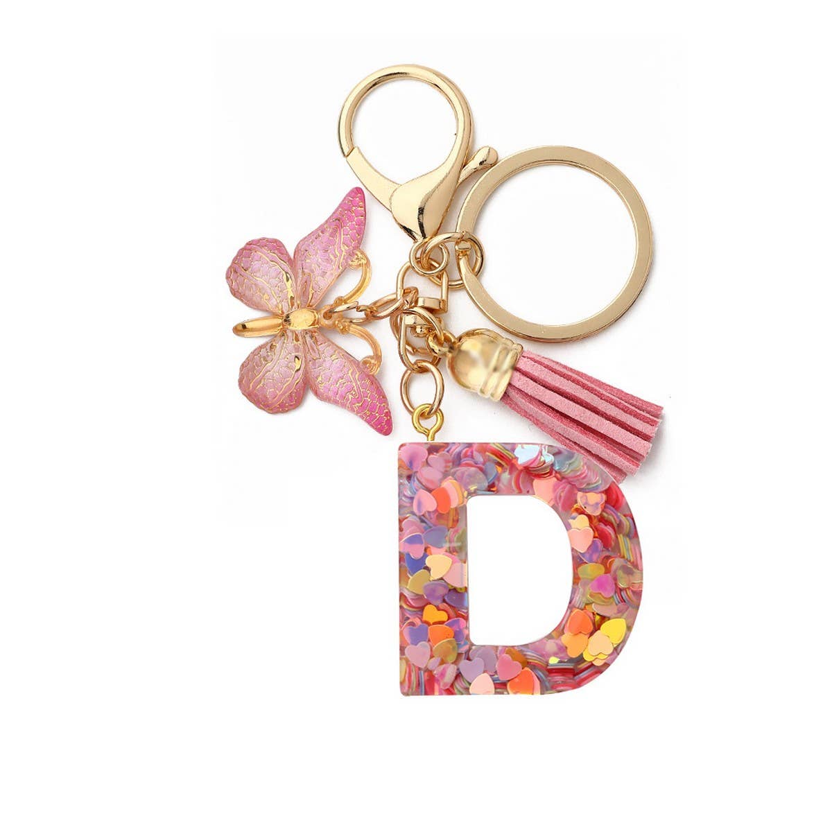 ACCITY - Wholesale Keychain - Women's - Glitter Resin Letter Butterfly Keychain_CWMM68663