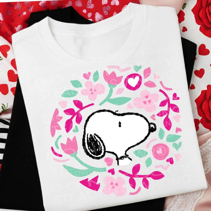 Dog with Hearts & Flowers T-shirt for wholesale by Hello Sunshine Boutique