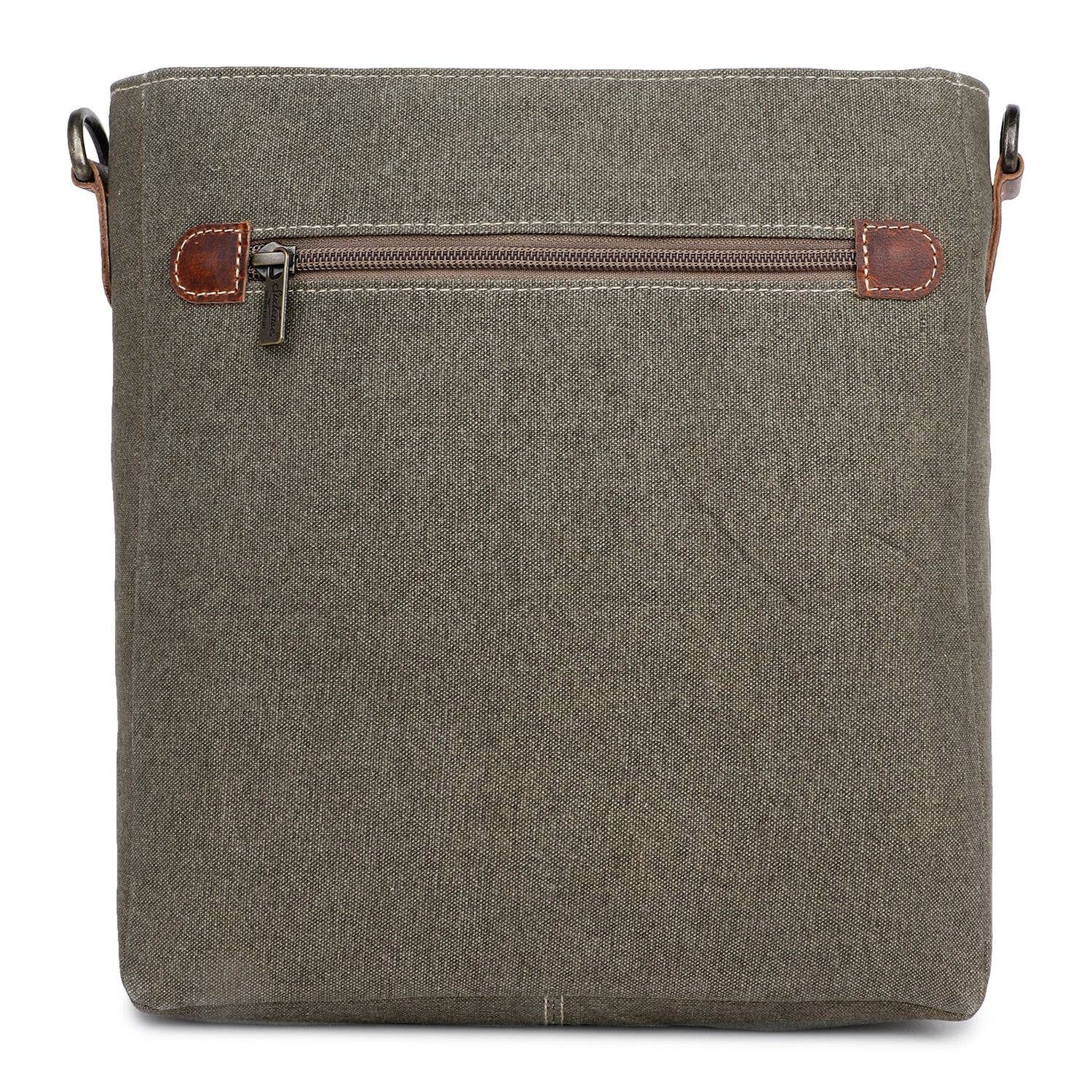 Sixtease Bags USA - Wholesale Crossbody Bag - Women's - Canvas Cowhide & Leather Women Crossbody - Buff/Walnut Brown3