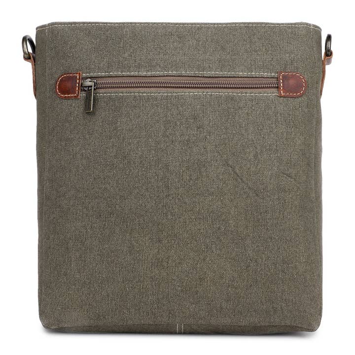 Sixtease Bags USA - Wholesale Crossbody Bag - Women's - Canvas Cowhide & Leather Women Crossbody - Buff/Walnut Brown3