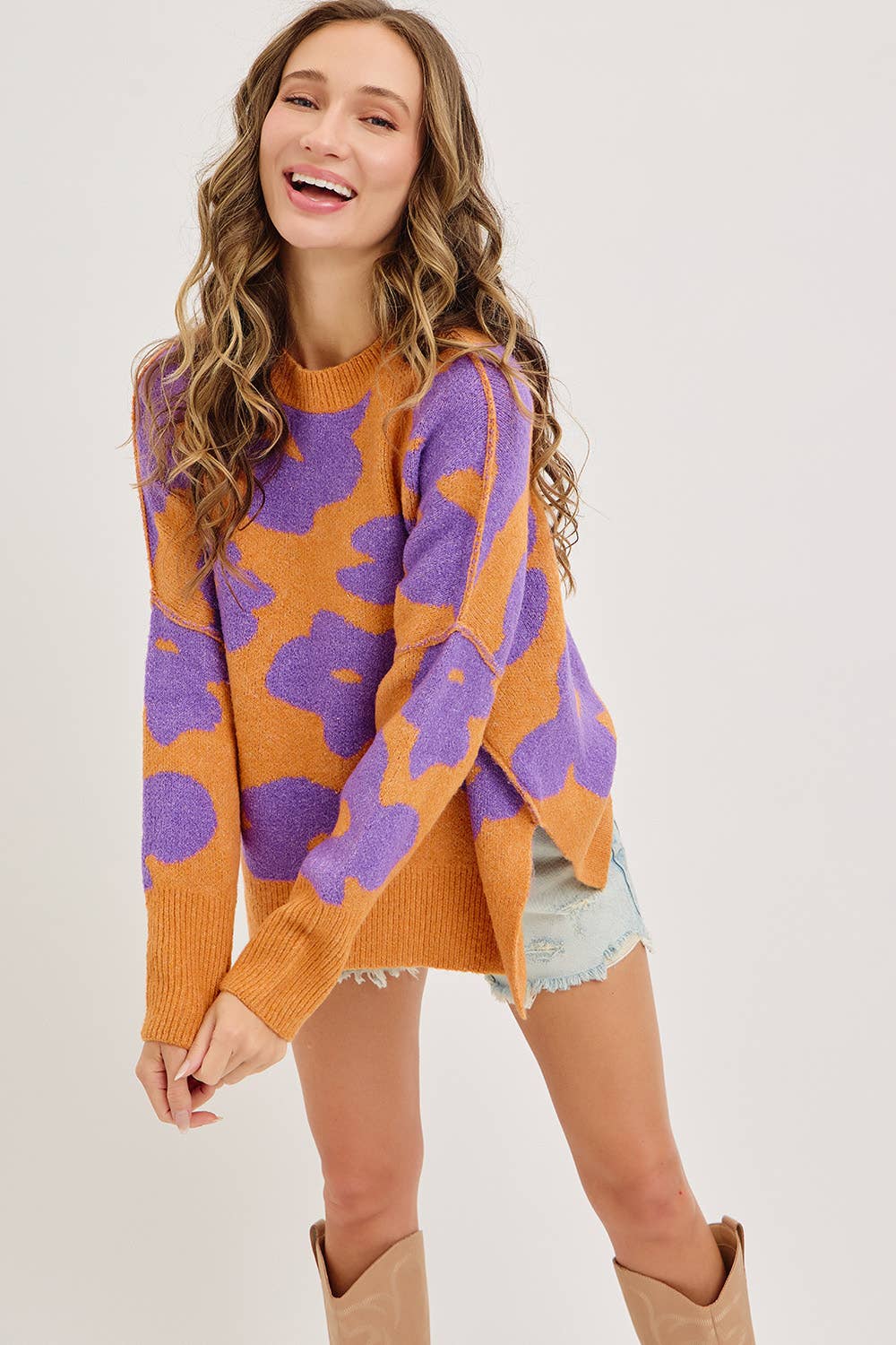 Sweet Lovely by Jen - Wholesale Knit Sweater - Women's - FLORAL LOOSE FIT SWEATER KNIT41