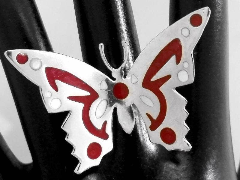 Costello International – wholesale Cocktail/Statement Ring – Eldad emalj Silver tropiska fjäril ringar4