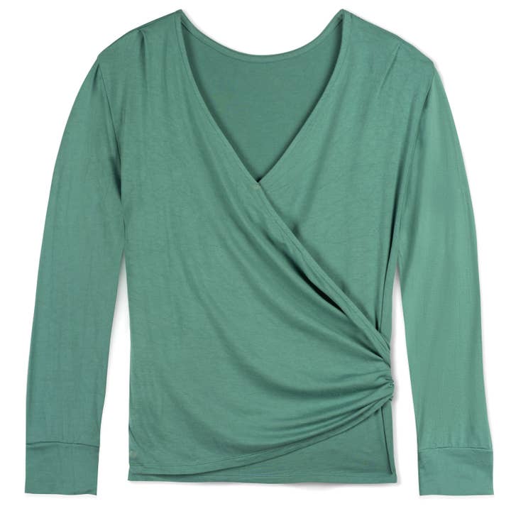Nursing & Maternity Everywhere Long-Sleeve Wrap Blouse - Mineral for wholesale on Faire3