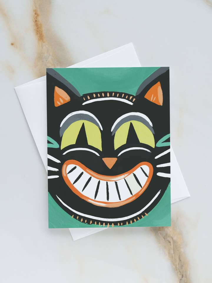 Retro Halloween Cat Greeting Card for wholesale by Idlewild Co.