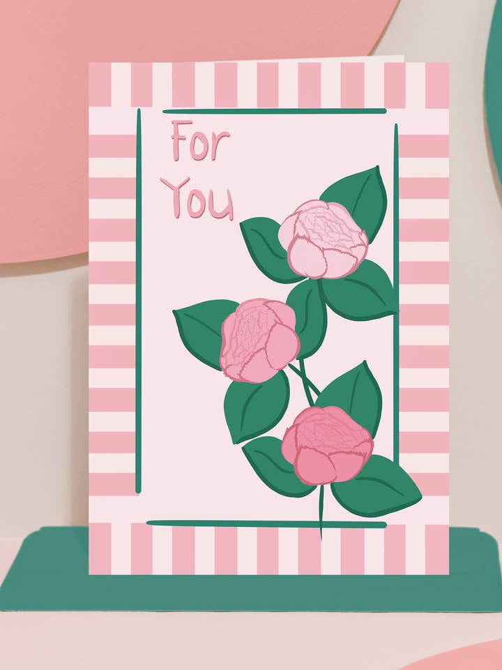 'For You Peonies' card for wholesale by Pink and Mint Design