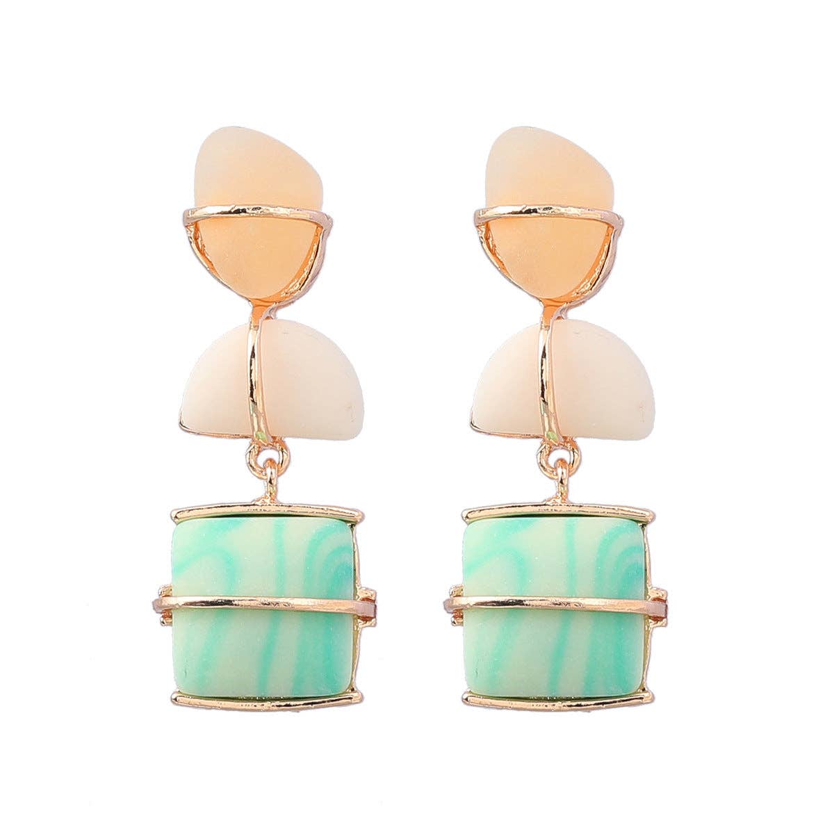 Color Bohemian Alloy Woven Frosted Resin Earrings for wholesale on Faire3