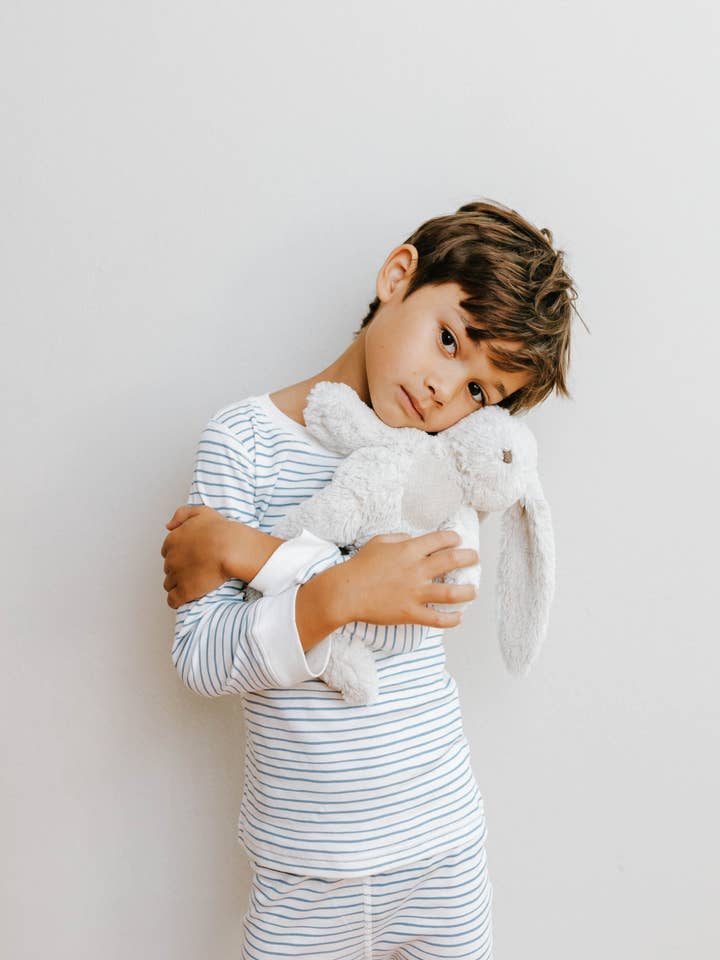 Blue Stripe Organic Pima Cotton Pajama Set for wholesale by Dodo Banana