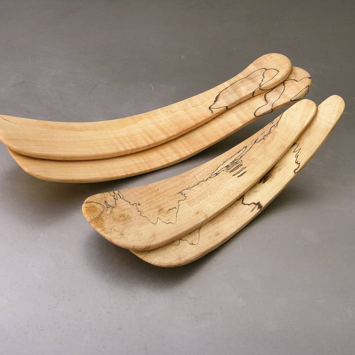 Petermans Boards and Bowls Inc. - Wholesale Serving Utensil - LARGE SPALTED MAPLE SALAD TOSSERS (11.5" PAIR)