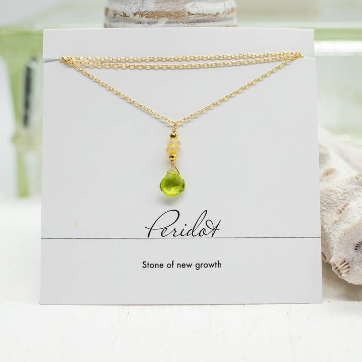 Peridot & Opal Raindrop Necklace for wholesale by Susan Roberts Jewelry