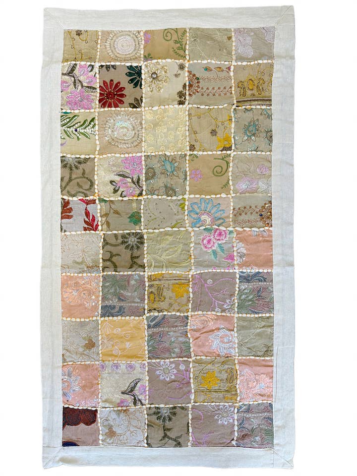 One of A Kind Vintage Textile Table Mat-Cream-02 for wholesale by Vintage Addiction