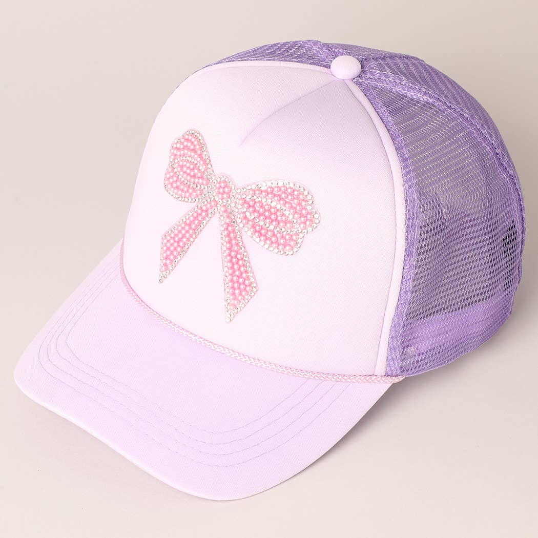 Fashion City - Wholesale Trucker Hat - Women's - Rhinestone Bow Patch Foam Mesh Back Trucker Hat9
