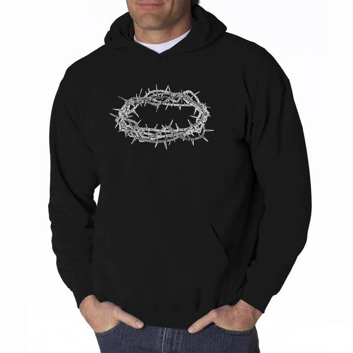 Men's Word Art Hooded Sweatshirt - CROWN OF THORNS for wholesale by LA Pop Art