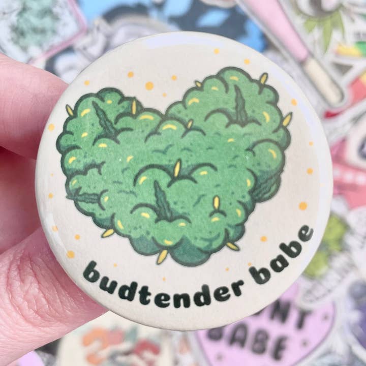 Gelber Budtender-Knopf 1,75“ für den Großhandel von lilxbun