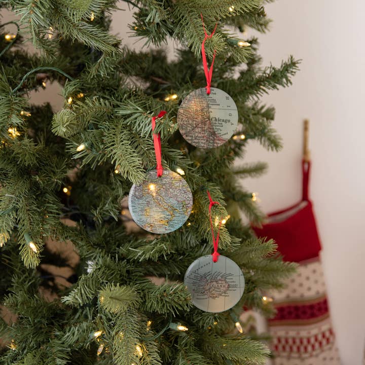 Daisy Mae Designs - Wholesale Ornament - Rome Italy Roma Vintage Map Christmas Ornament