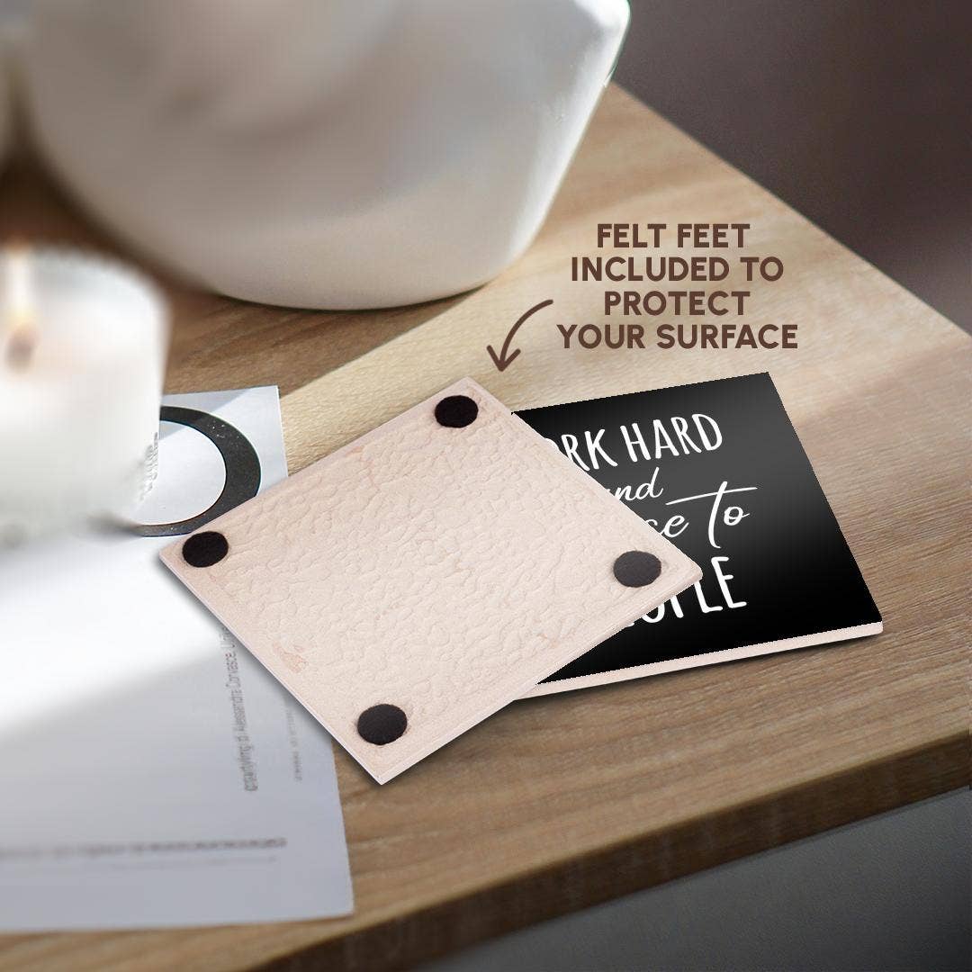 3dRose - Wholesale Coasters - 3dRose, Work hard and be nice to people. White lettering on black background., Coaster3